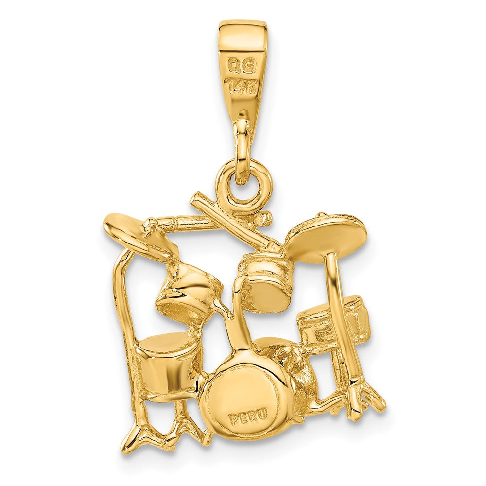 14K Gelbgold 14K 3d Drum Set Charm