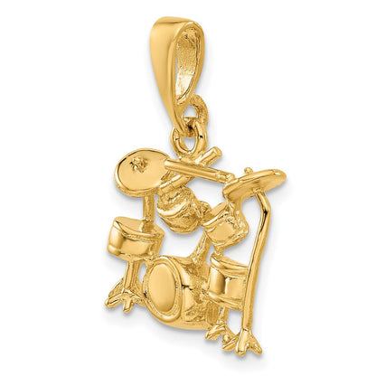 14K Gelbgold 14K 3d Drum Set Charm