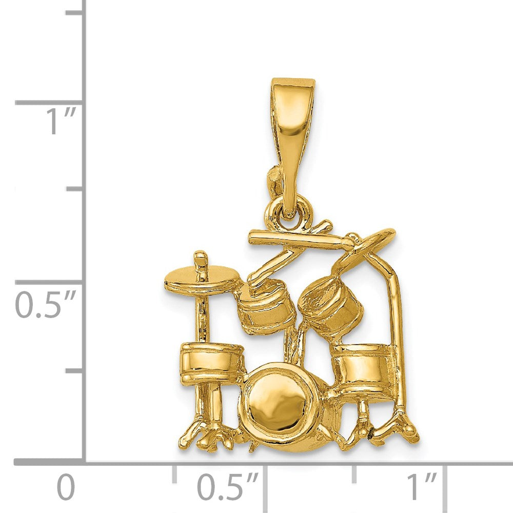 14K Gelbgold 14K 3d Drum Set Charm