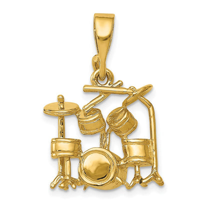 14K Gelbgold 14K 3d Drum Set Charm