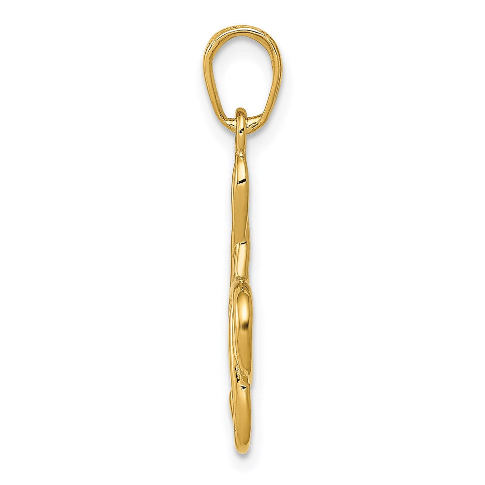14K Gelbgold 14K 3-d Schlüssel Noten Schlüssel Anhänger