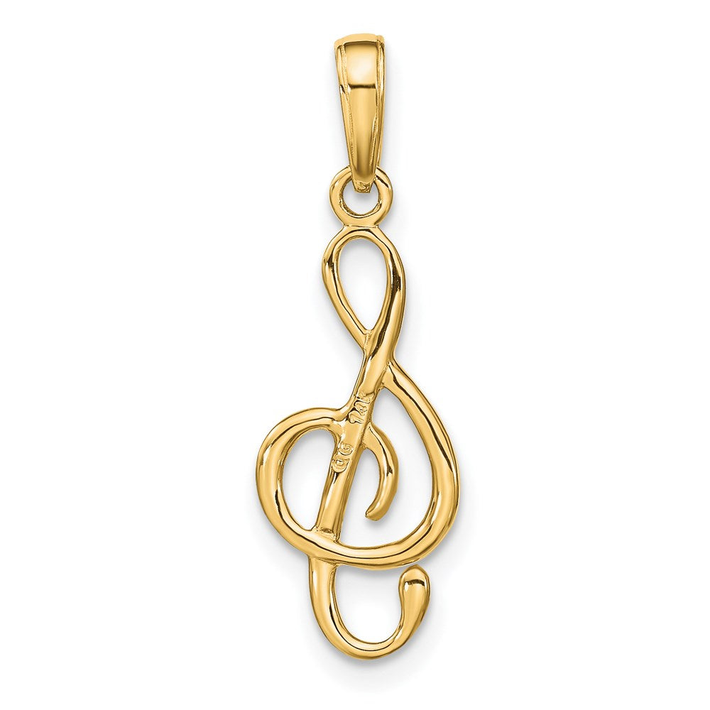 14K Gelbgold 14K 3-d Schlüssel Noten Schlüssel Anhänger
