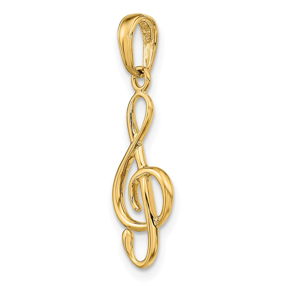 14K Gelbgold 14K 3-d Schlüssel Noten Schlüssel Anhänger