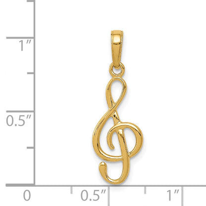 14K Gelbgold 14K 3-d Schlüssel Noten Schlüssel Anhänger