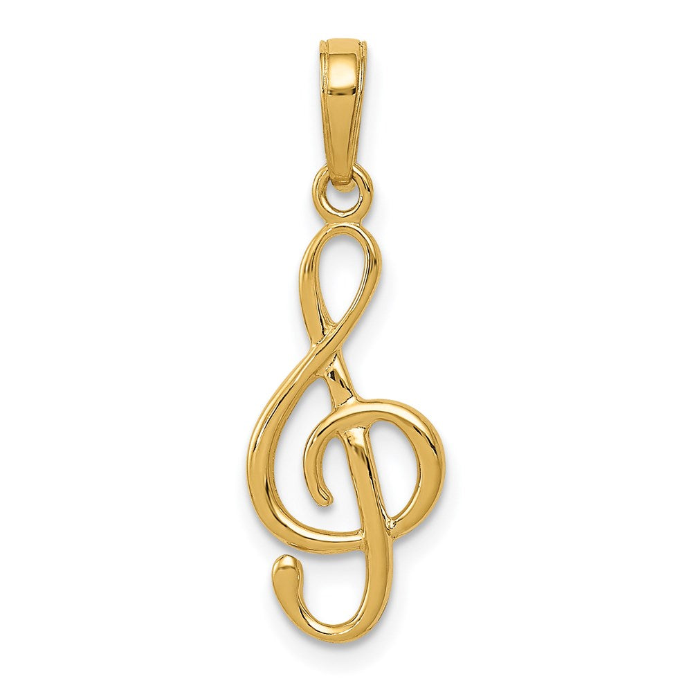 14K Gelbgold 14K 3-d Schlüssel Noten Schlüssel Anhänger