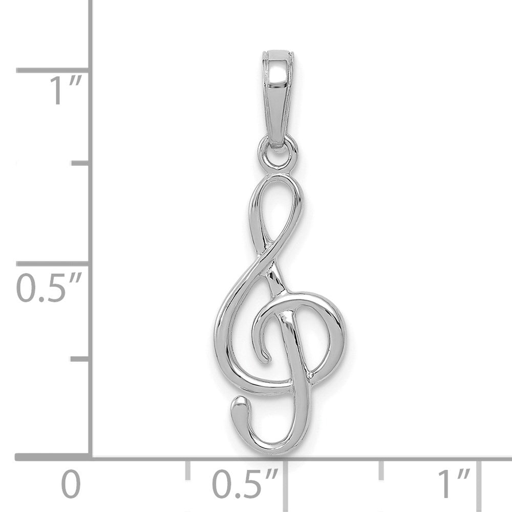 14K Weißgold 14K Weißgold 3-d Noten Schlüssel Anhänger