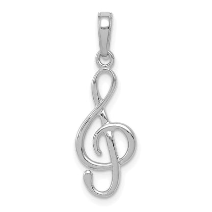 14K Weißgold 14K Weißgold 3-d Noten Schlüssel Anhänger