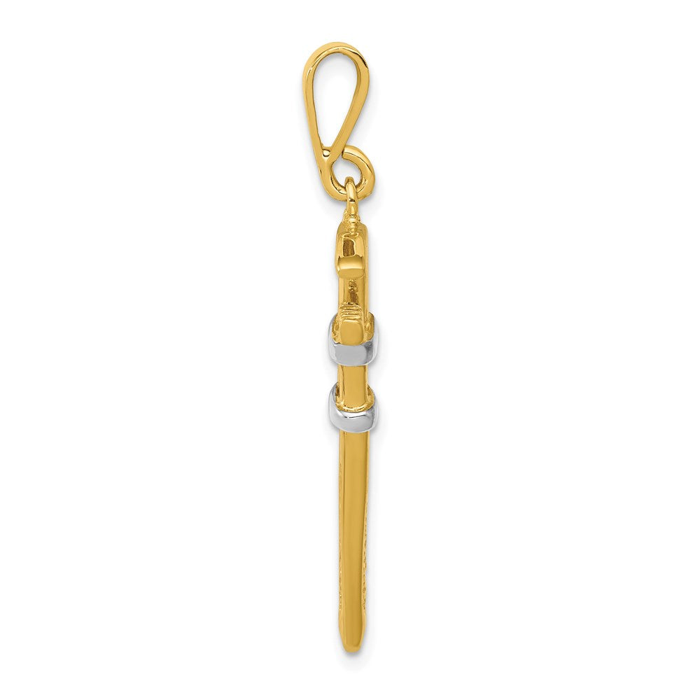 14K Gelb & Rhodium 14K mit Rhodium 3-d Pipe Wrench Charm