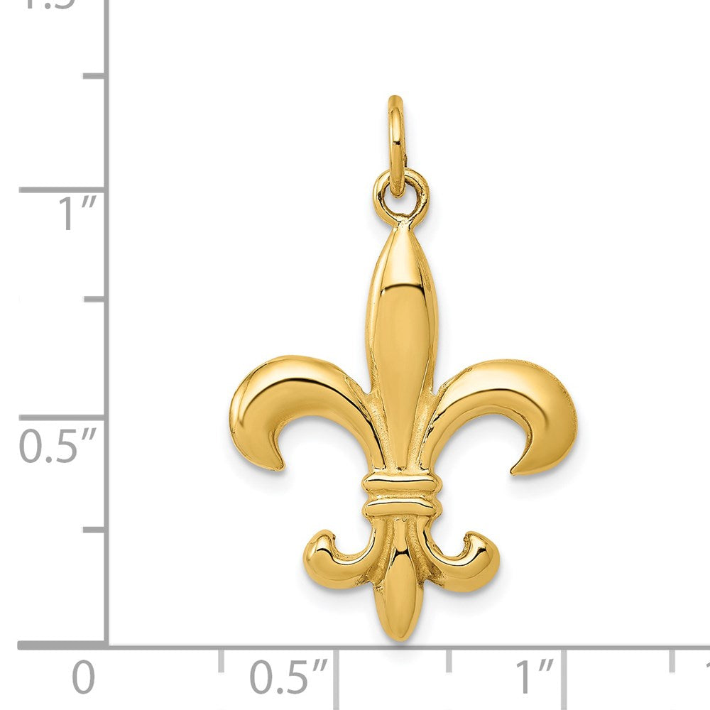 14K Gelbgold 14K Massiv Fleur De Lis 3-d Charm