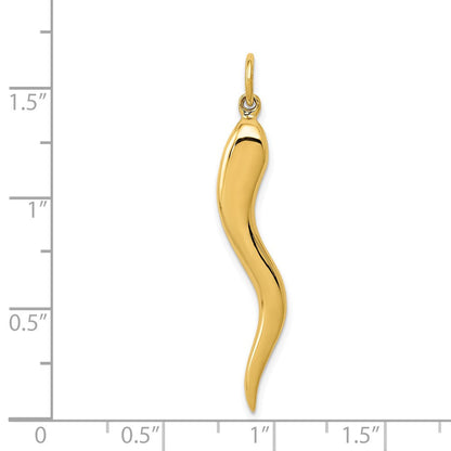 14K Gelbgold 14K Groß 3d Italienisch Horn Charm