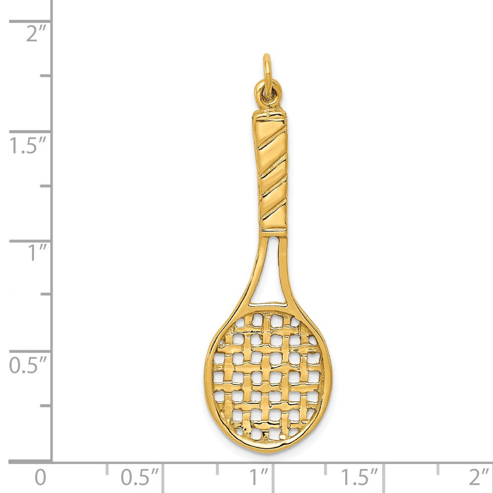 14K Gelbgold 3d Tennis Schläger Anhänger