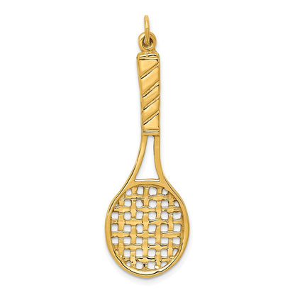 14K Gelbgold 3d Tennis Schläger Anhänger