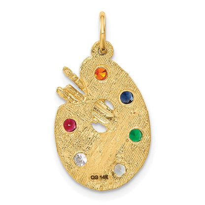 14K Gelbgold 14K Zirkonia Steine Artist Palette Charm