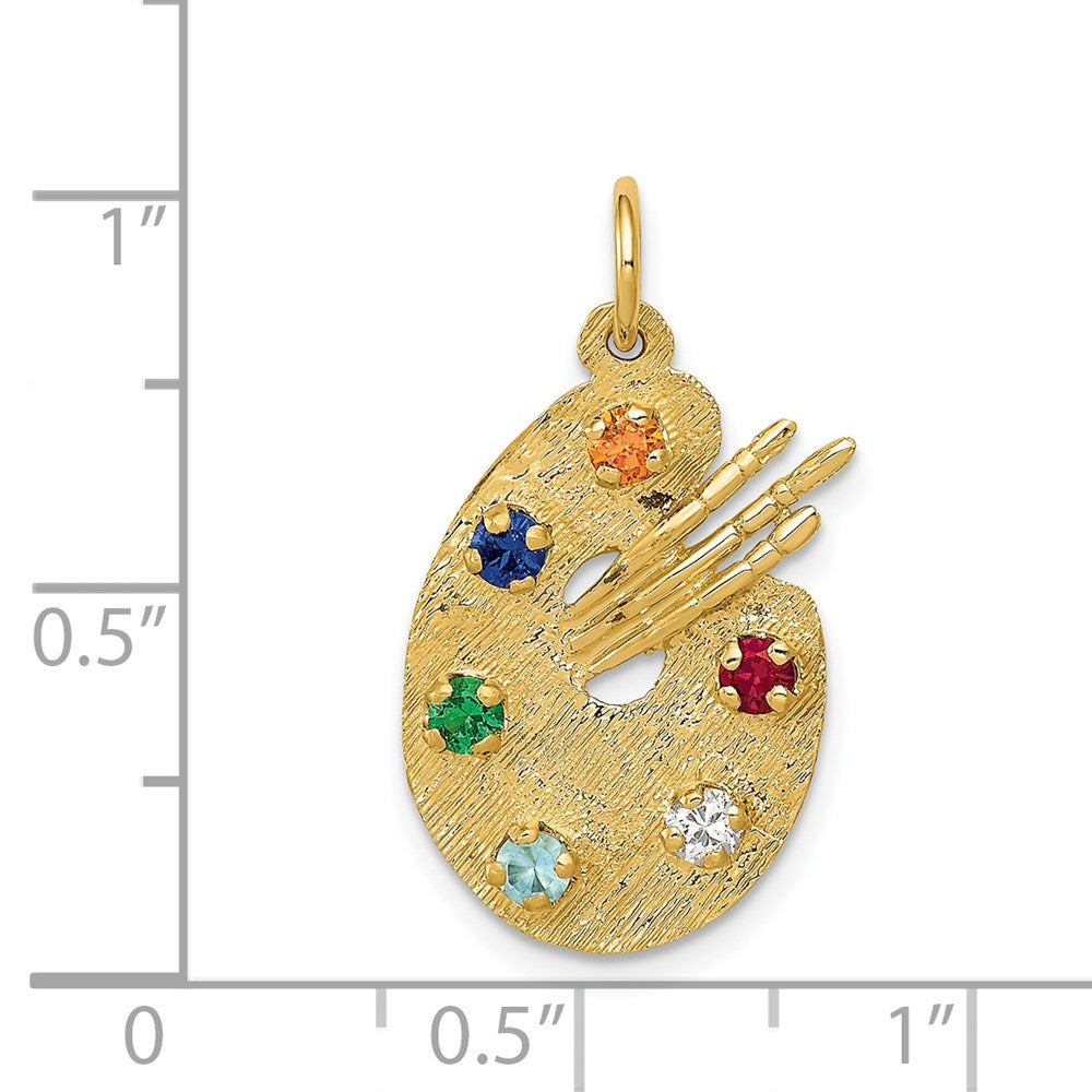 14K Gelbgold 14K Zirkonia Steine Artist Palette Charm