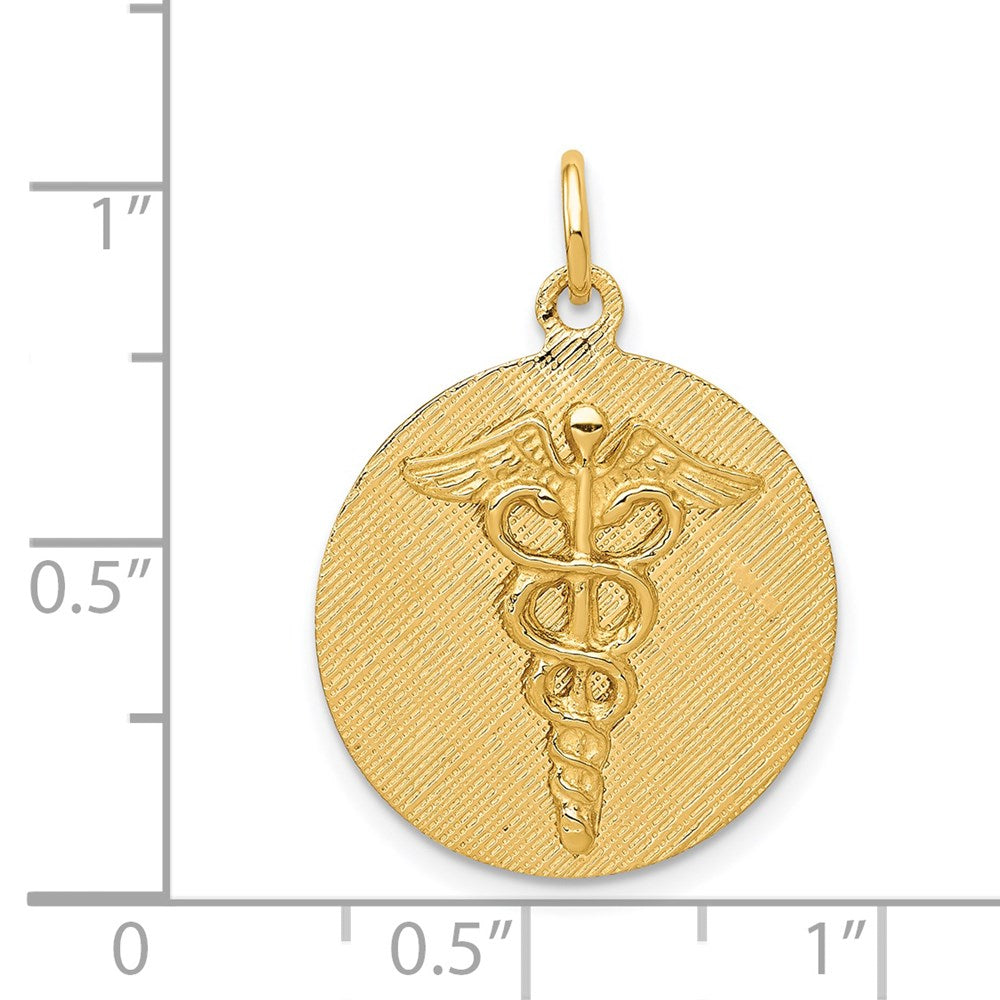 14K Gelbgold 14K Caduceus Plättchen Charm