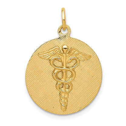 14K Gelbgold 14K Caduceus Plättchen Charm