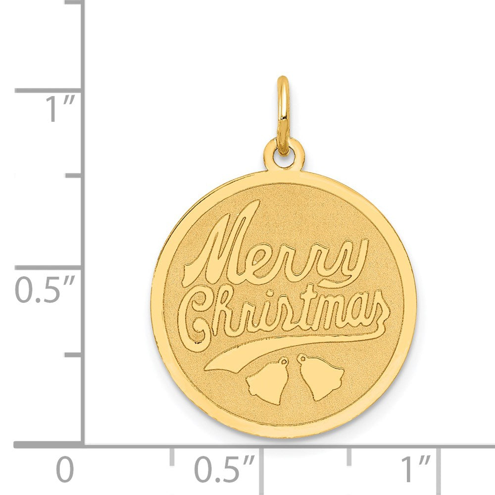 14K Gelbgold 14K Merry Weihnachten Plättchen Charm
