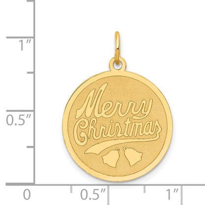14K Gelbgold 14K Merry Weihnachten Plättchen Charm