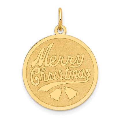 14K Gelbgold 14K Merry Weihnachten Plättchen Charm