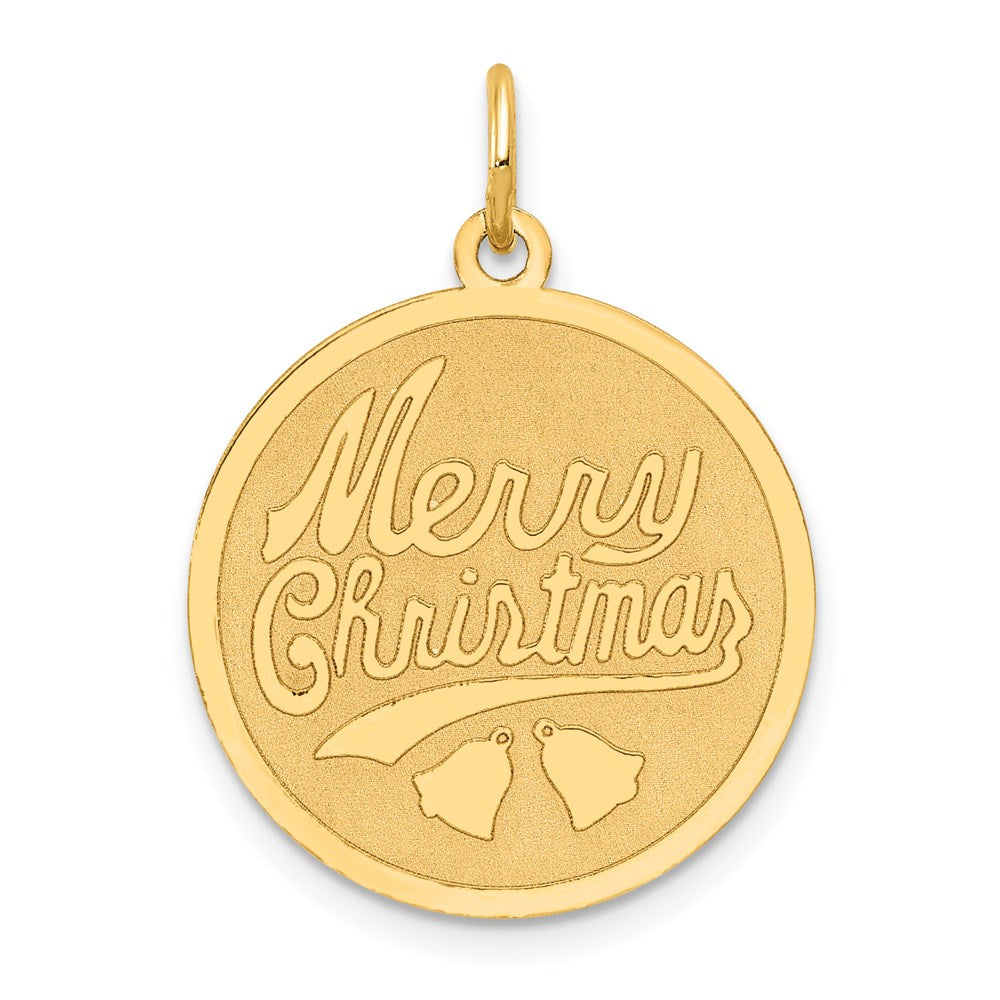 14K Gelbgold Merry Weihnachten Plättchen Charm