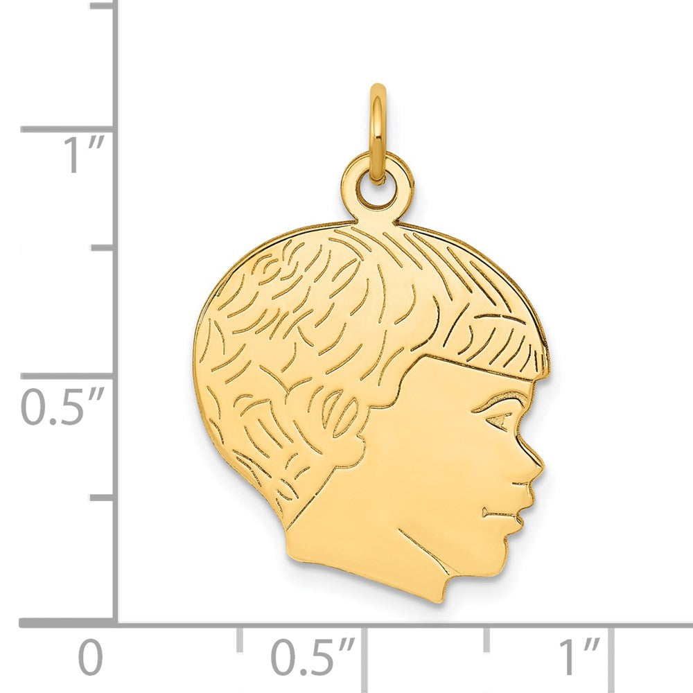 14K Gelbgold 14K Massiv Poliert Boys Kopf Charm