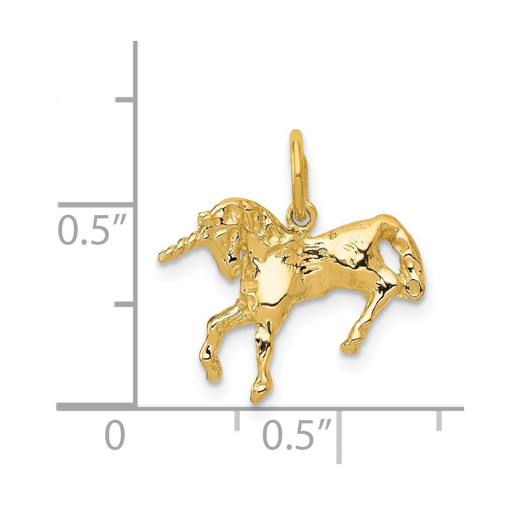 14K Gelbgold Einhorn Charm