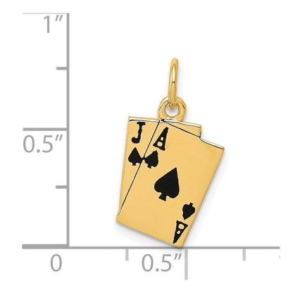 14K Gelbgold 14K Emailliert Blackjack Playing Cards Charm