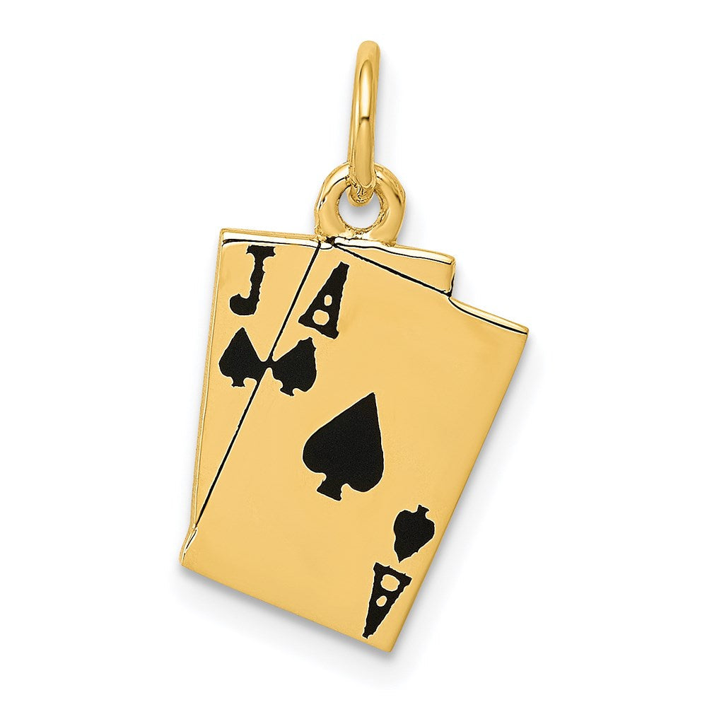 14K Gelbgold 14K Emailliert Blackjack Playing Cards Charm
