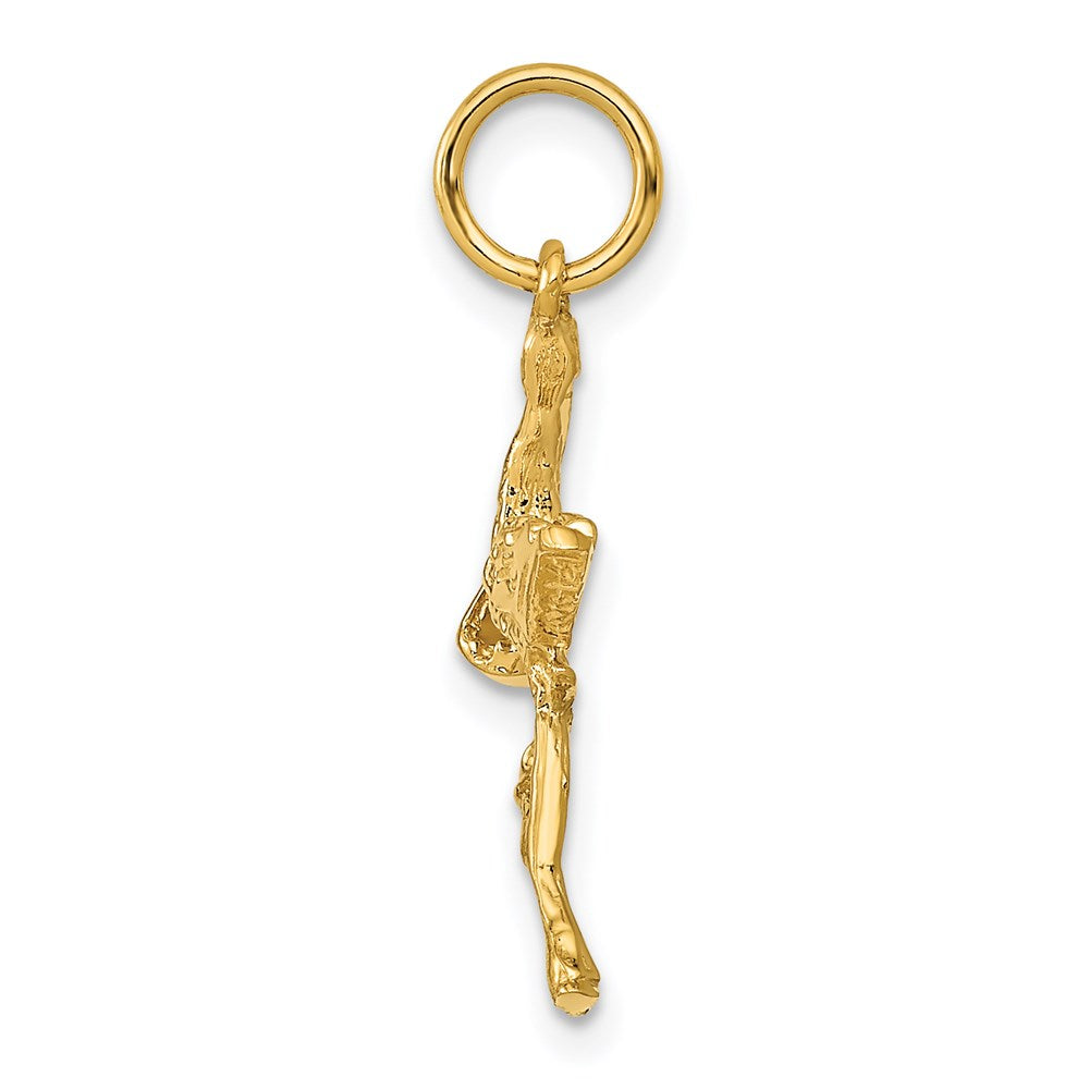 14K Gelbgold 14K Massiv 3-dimensional Stork Charm