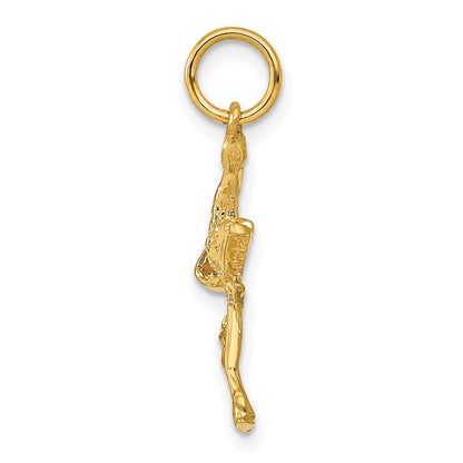 14K Gelbgold 14K Massiv 3-dimensional Stork Charm