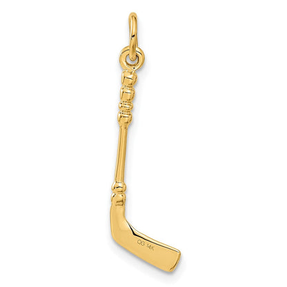 14K Gelbgold 14K 3d Hockey Stick mit Emaille Charm