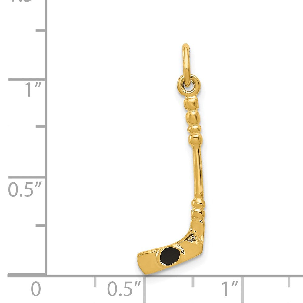 14K Gelbgold 14K 3d Hockey Stick mit Emaille Charm