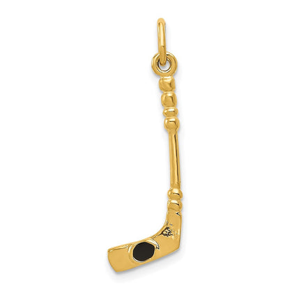 14K Gelbgold 14K 3d Hockey Stick mit Emaille Charm