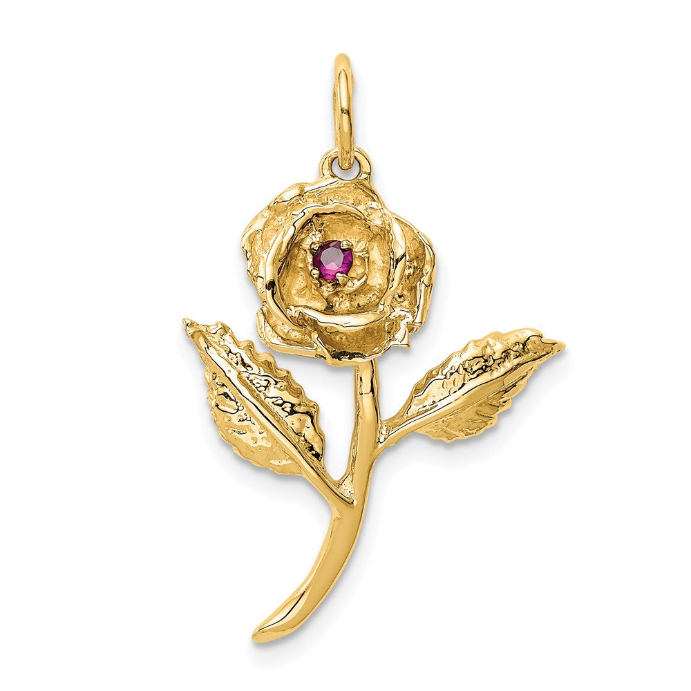14K Gelbgold 14K Zirkonia Rose Charm