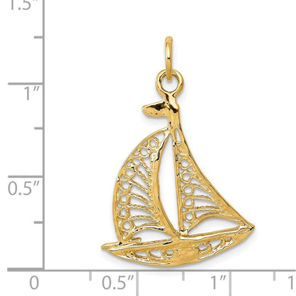 14K Gelbgold 14K Segelboot Charm