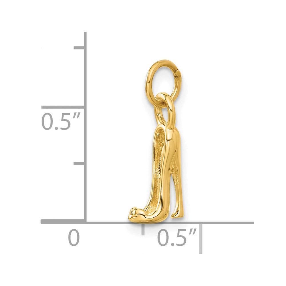 14K Gelbgold 14K 3d Hoch Heel Schuh Charm