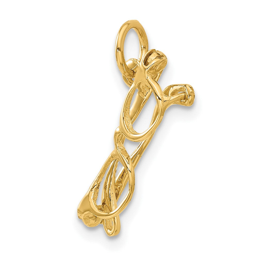 14K Gelbgold 14K Beweglich Glasses Charm