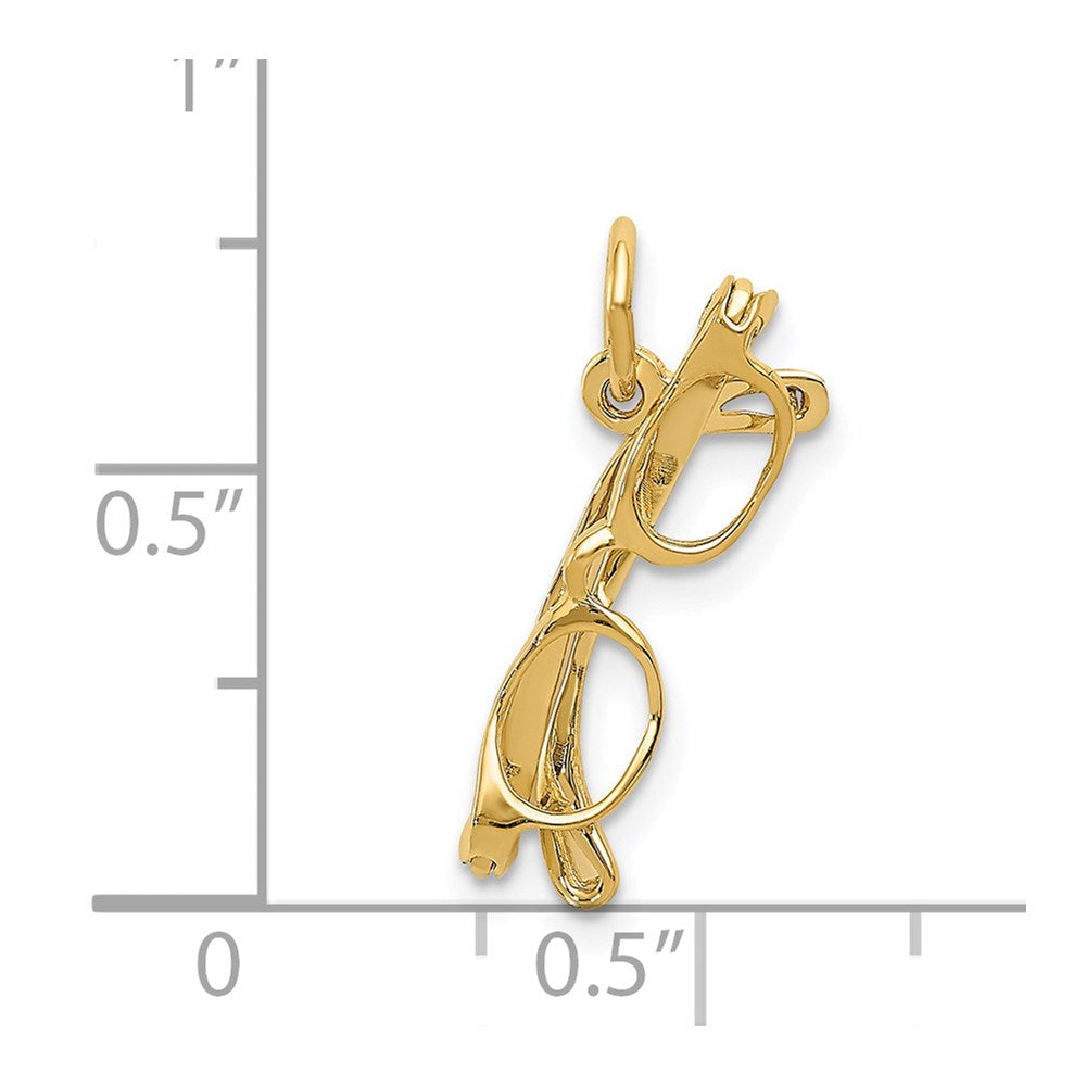 14K Gelbgold 14K Beweglich Glasses Charm