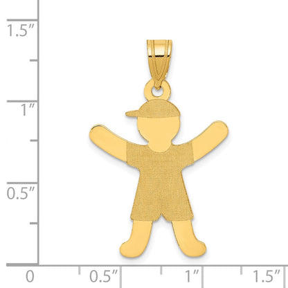 14K Gelbgold 14K Lasergraviert Poliert Junge mit Hat Charm