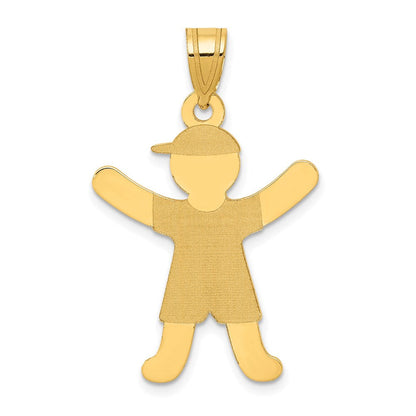 14K Gelbgold 14K Lasergraviert Poliert Junge mit Hat Charm