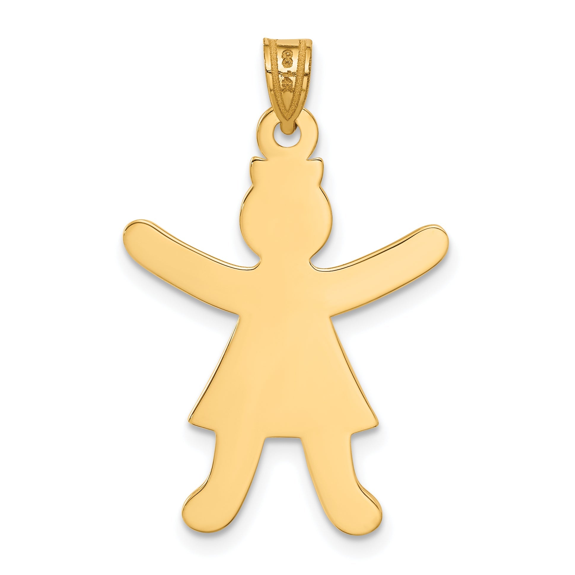 14K Gelbgold 14K Lasergeschnitten Mädchen Charm