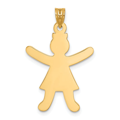 14K Gelbgold 14K Lasergeschnitten Mädchen Charm