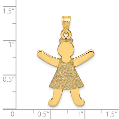 14K Gelbgold 14K Lasergeschnitten Mädchen Charm