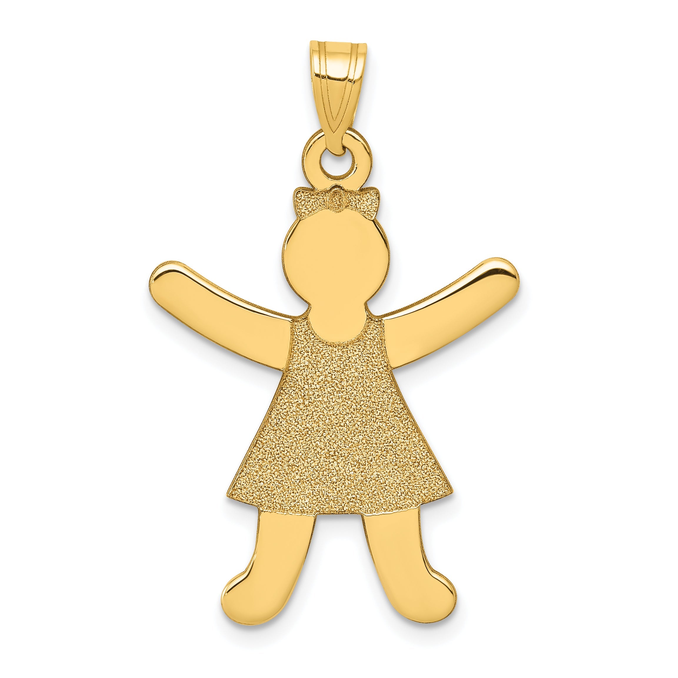 14K Gelbgold 14K Lasergeschnitten Mädchen Charm