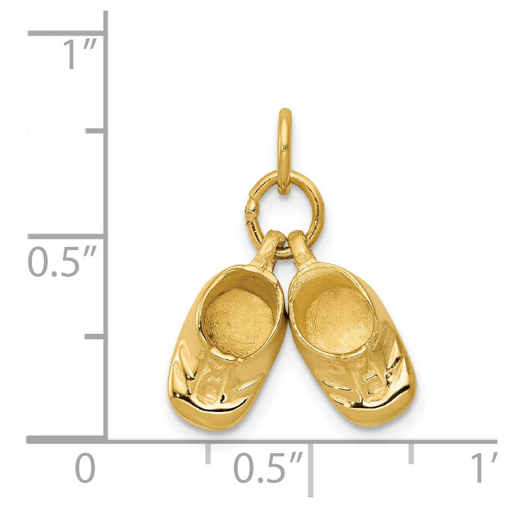 14K Gelbgold 14K 3d Beweglich Poliert Baby Shoes Charm