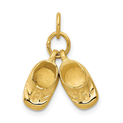 14K Gelbgold 14K 3d Beweglich Poliert Baby Shoes Charm