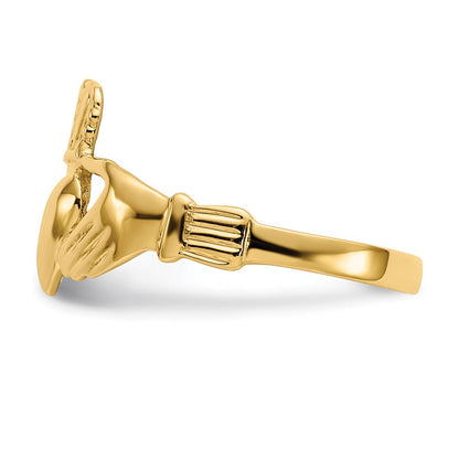 585 Gelbgold Claddagh-Ring, poliert