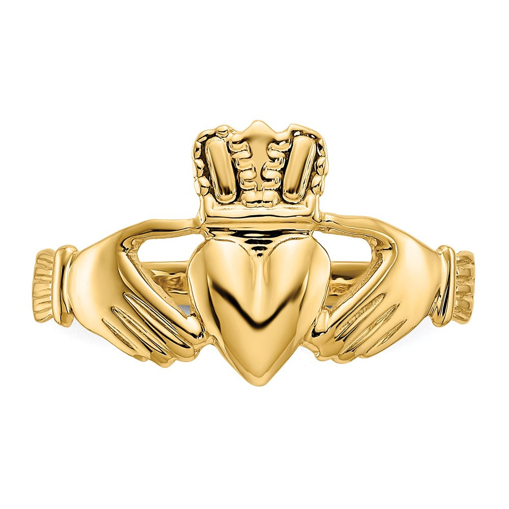 585 Gelbgold Claddagh-Ring, poliert