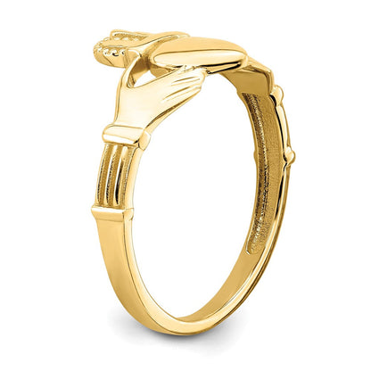 585 Gelbgold Claddagh-Ring, poliert