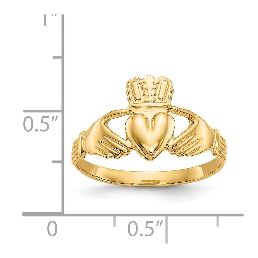 585 Gelbgold Claddagh-Ring, poliert